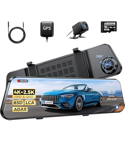 Amazon.com: AZDOME PG17 Max Mirror Dash Cam with 3-Lead Type-C USB